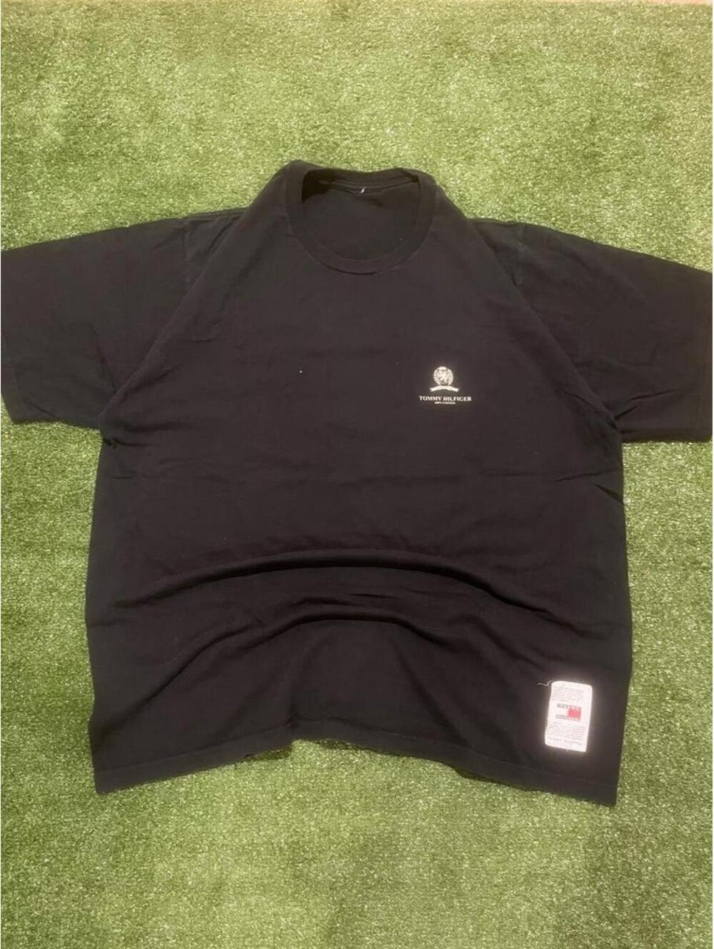 Vintage 90s Tommy Hilfiger Black Cotton T-Shirt Size XXL